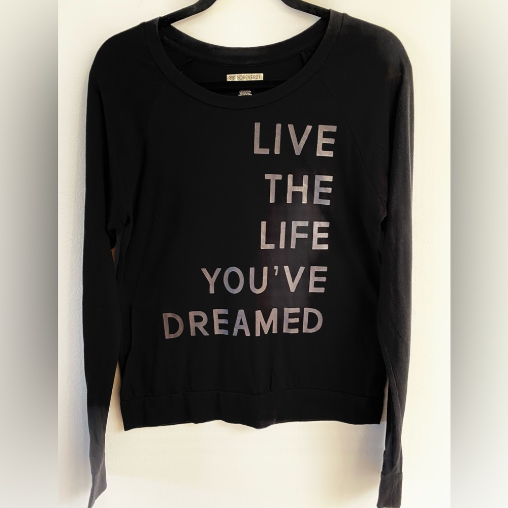 Forever 21 black long sleeve manifest t-shirt size medium